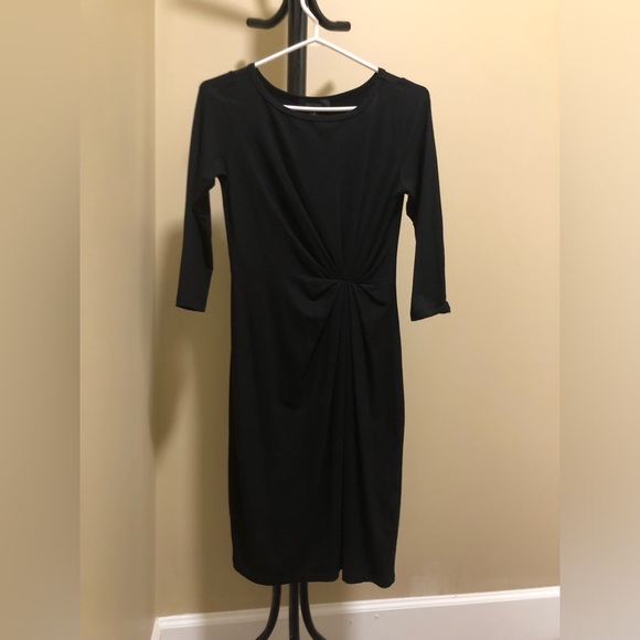 Karen Kane black twist front knee length work dress XS - Picture 2 of 6